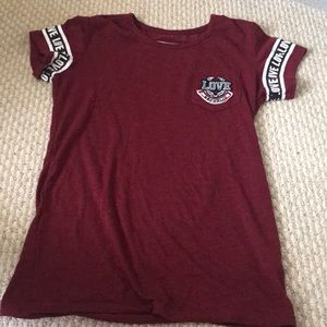 Red short sleeved shirt